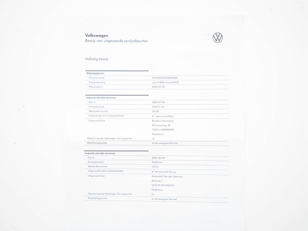 Volkswagen up! (SZ656H) met abonnement