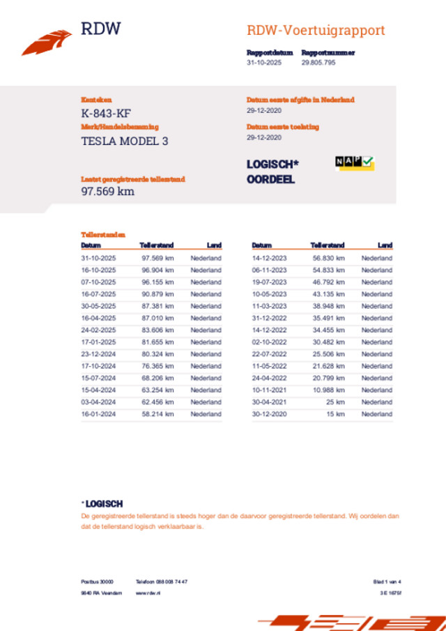 Tesla Model 3 AWD (K843KF) met abonnement