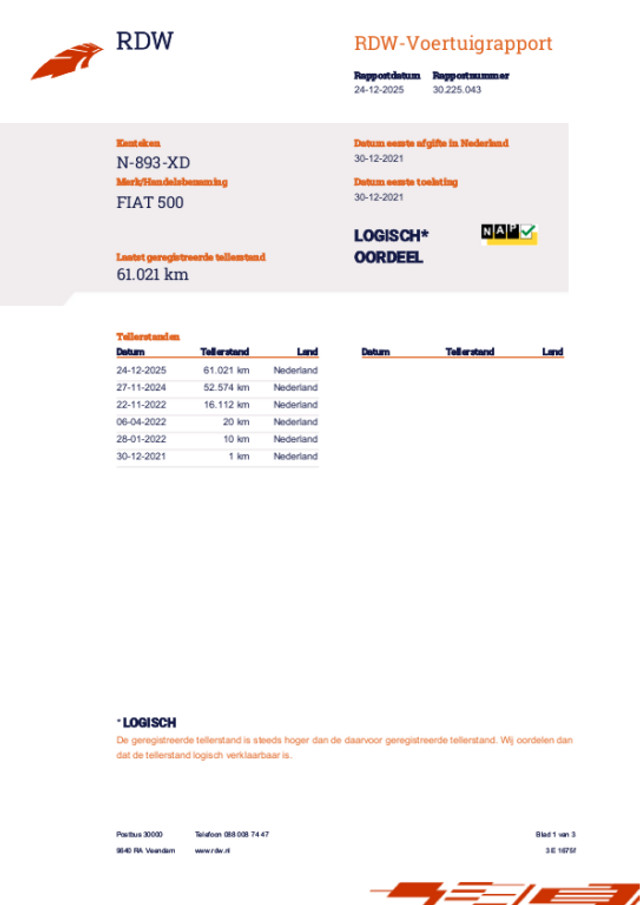 Fiat 500C (N893XD) met abonnement