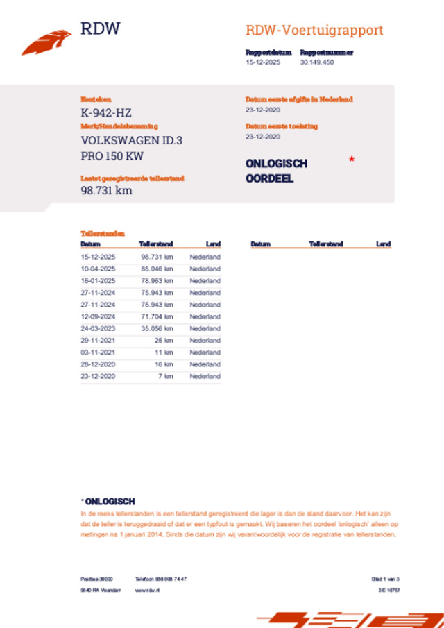 Volkswagen ID.3 (K942HZ) met abonnement