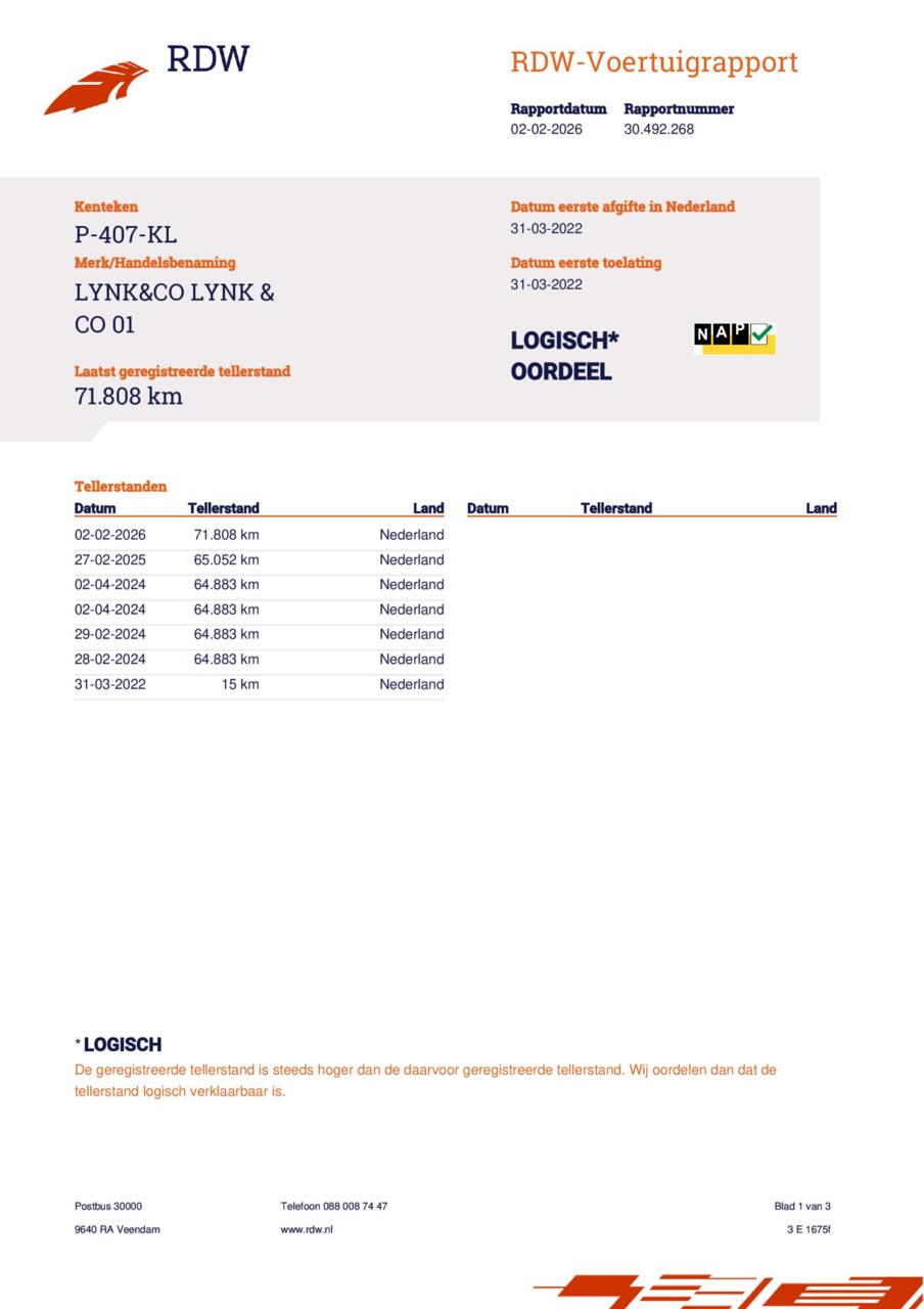 Lynk & Co 01 (P407KL) met abonnement