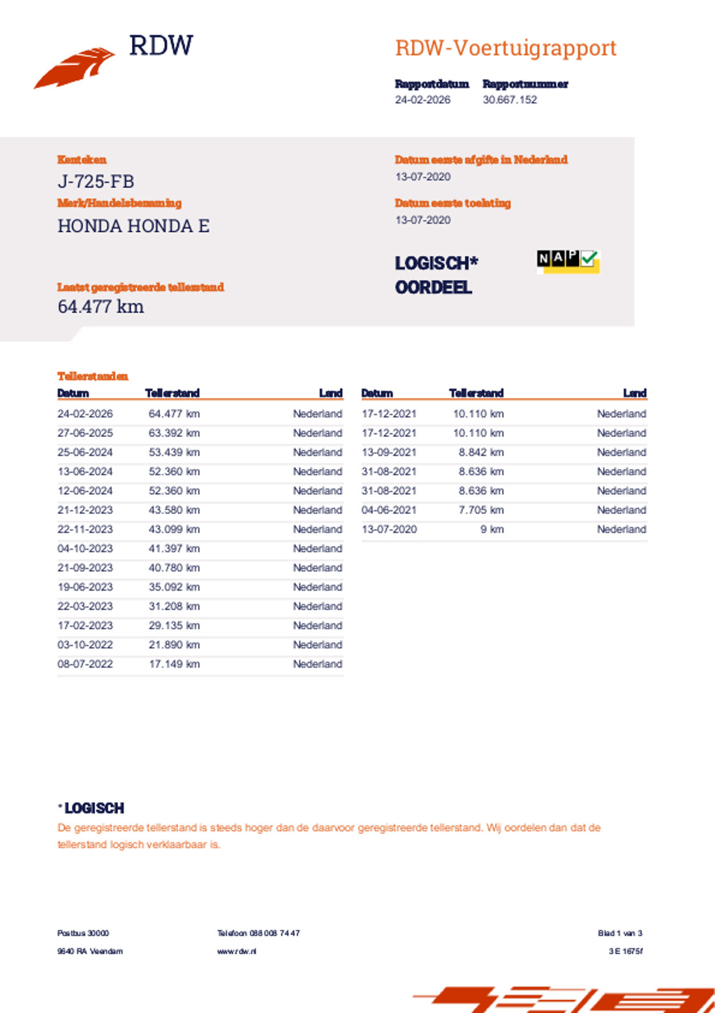 Honda e (J725FB) met abonnement