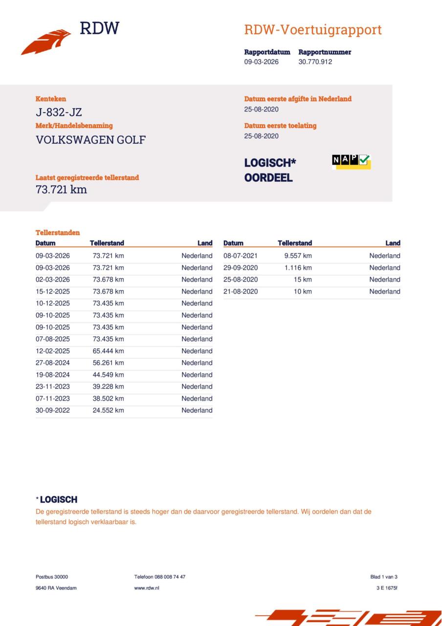 Volkswagen e-Golf (J832JZ) met abonnement