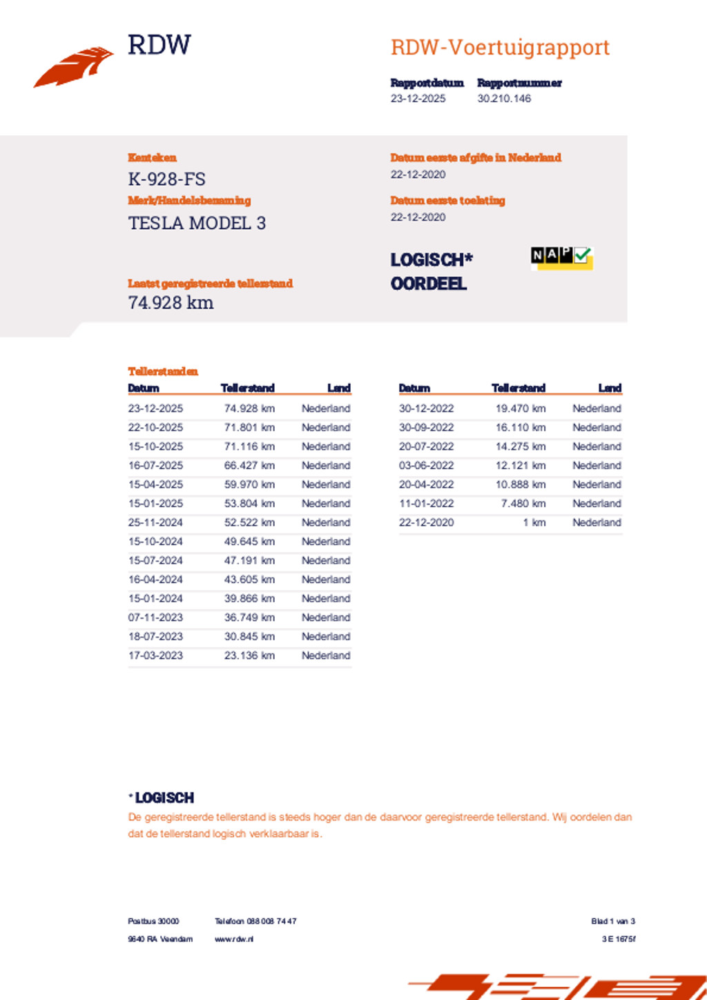 Tesla Model 3 AWD (K928FS) met abonnement