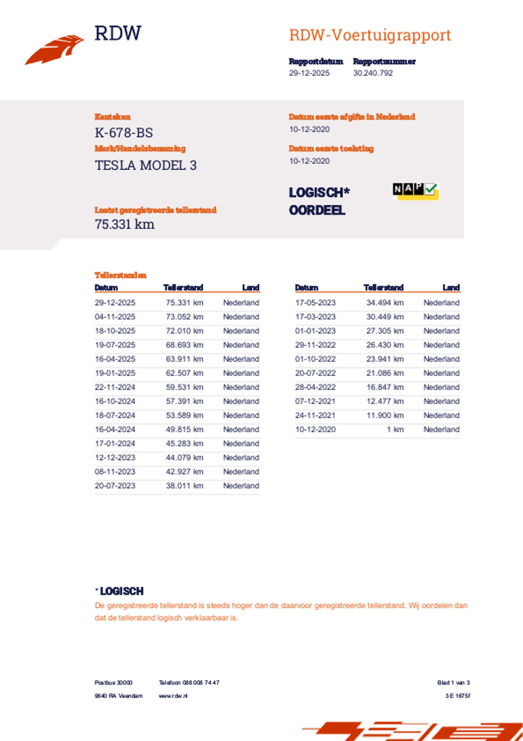 Tesla Model 3 (K678BS) met abonnement