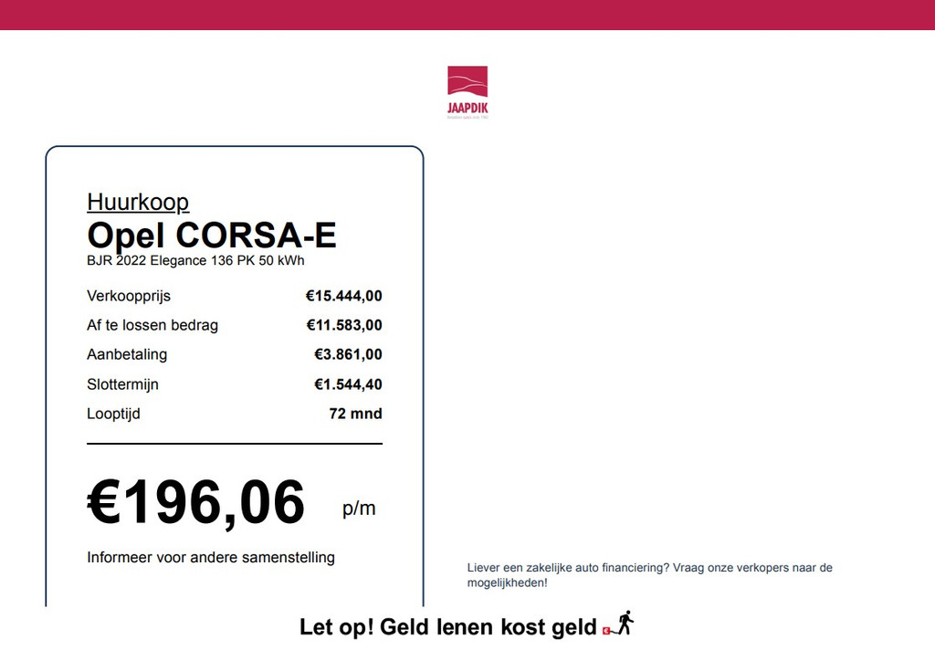 Opel CORSA-E (P231PS) met abonnement